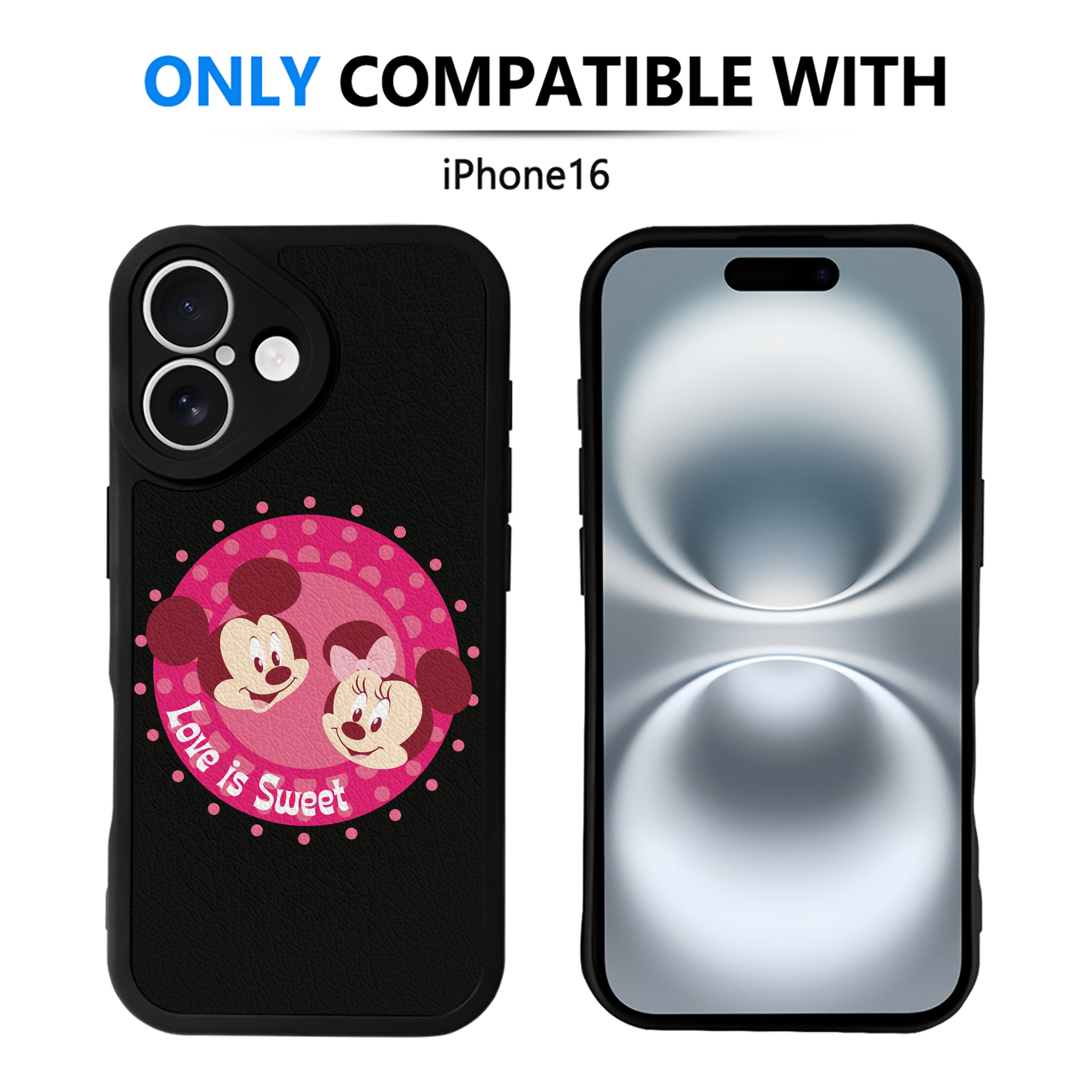 （画像用） ミッキーマウス Mickey Mouse 【iPhone 16シリーズ対応】シリコンスマホケース（レザー調） 材質：シリコン